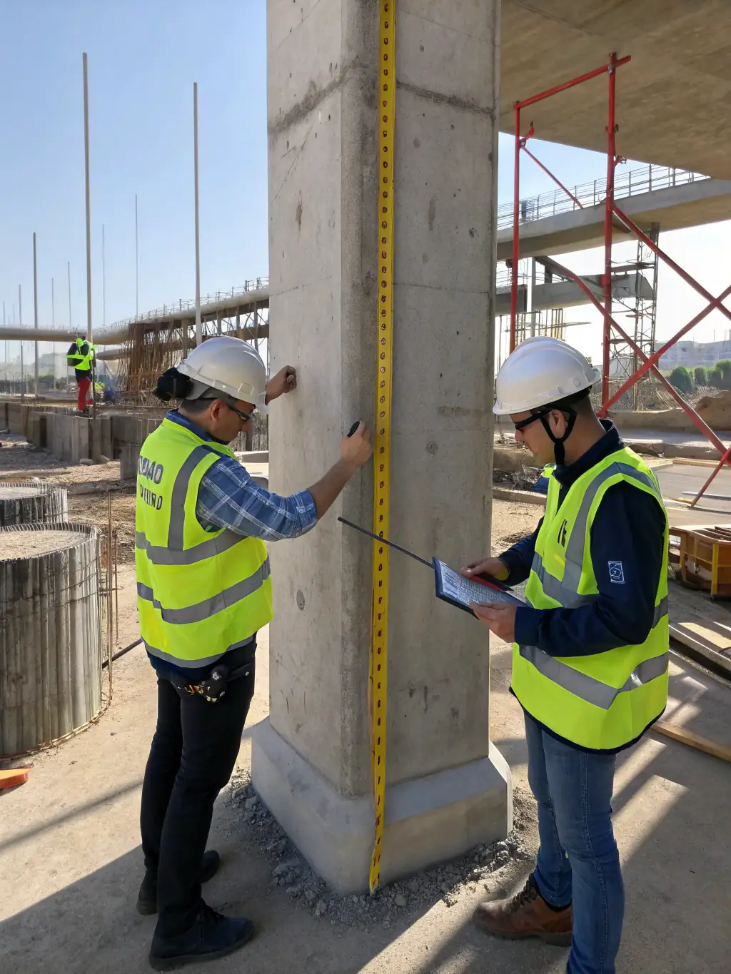 A team of Magin Limited engineers inspecting rigging equipment before a lift, emphasizing safety and precision.